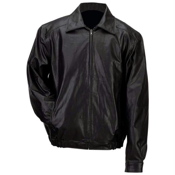 Gianni Collani Men’s Solid Genuine Leather Bomber-style Jacket- 2x