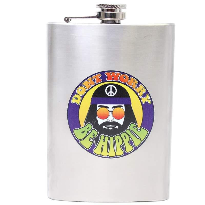 Dont Worry Be Hippie 8oz Stainless Steel Flask by Maxam