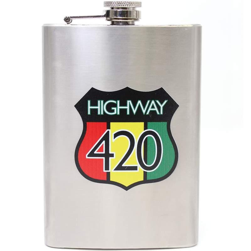Highway 420 8oz Stainless Steel Flask by Maxam- Inhighway 420in