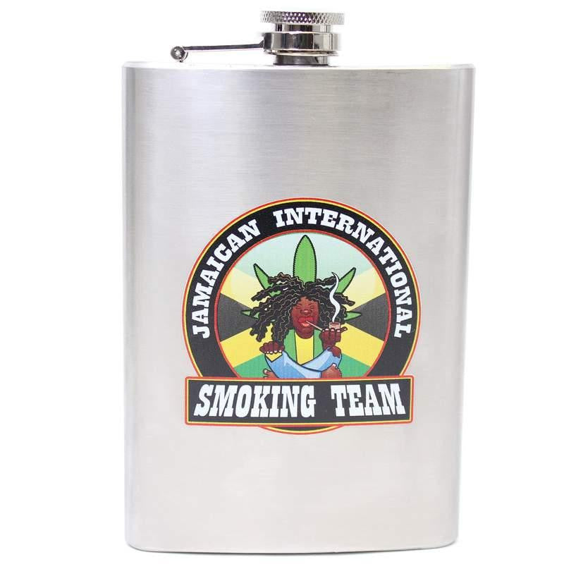 Jamaican International Smoking Team 8oz Stainless Steel Flask by Maxam- Jamaican Int Sm Team