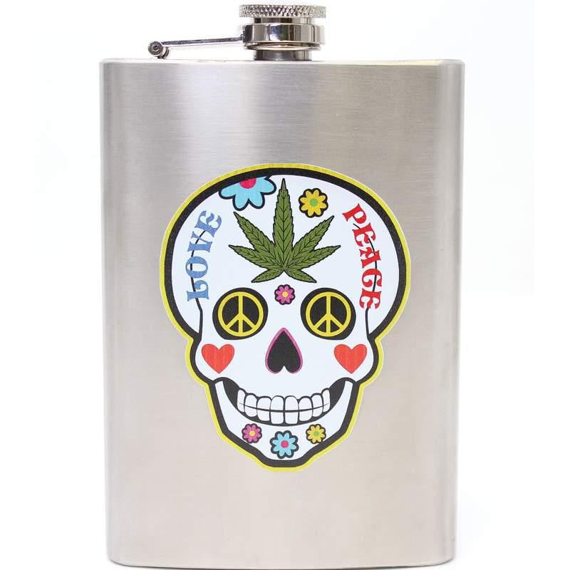 Love And Peace 8oz Stainless Steel Flask by Maxam