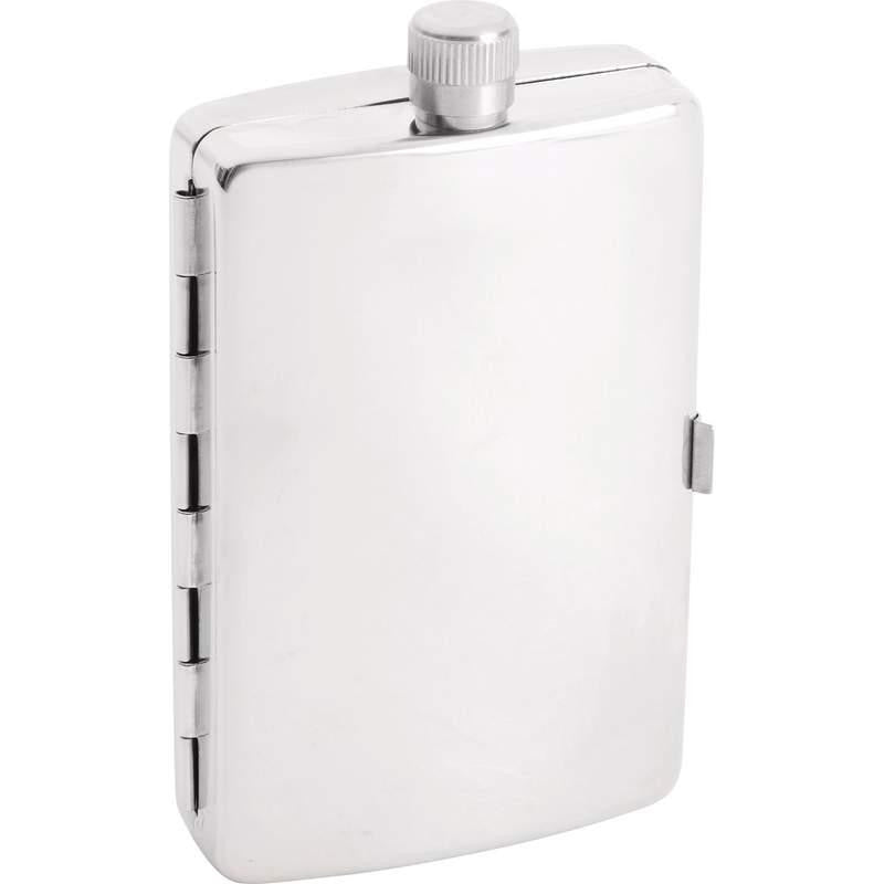 Maxam 2.5oz Stainless Steel Flask With Cigarette Holder 