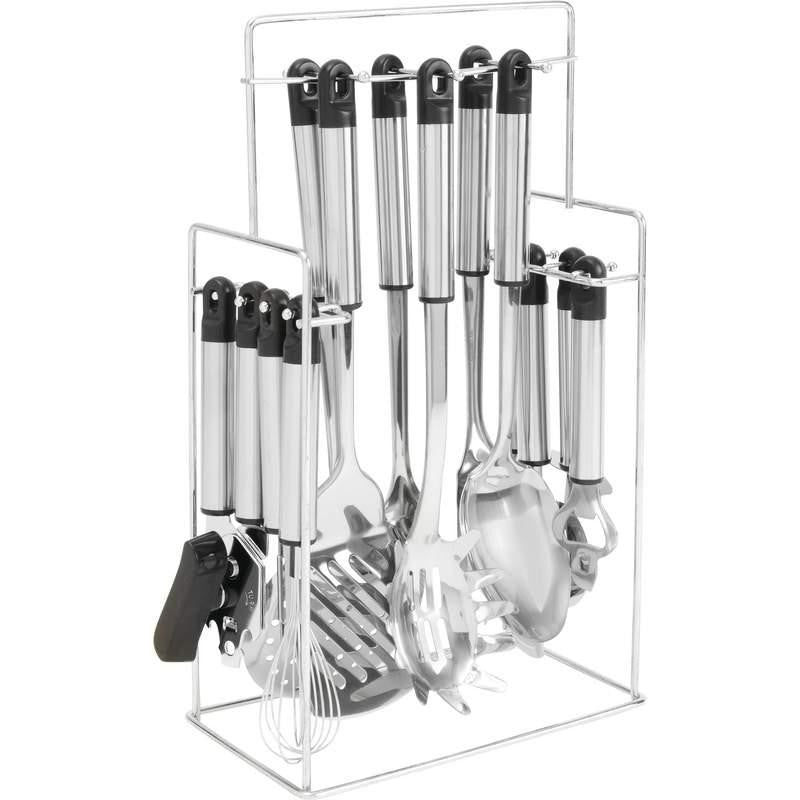 Chefs Secret 14pc Stainless Steel Kitchen Tool & Gadget Set With Rack