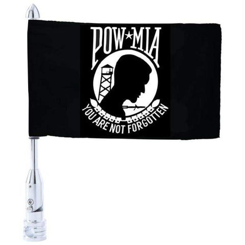 Diamond Plate Motorcycle Flagpole Mount And Pow-mia Flag