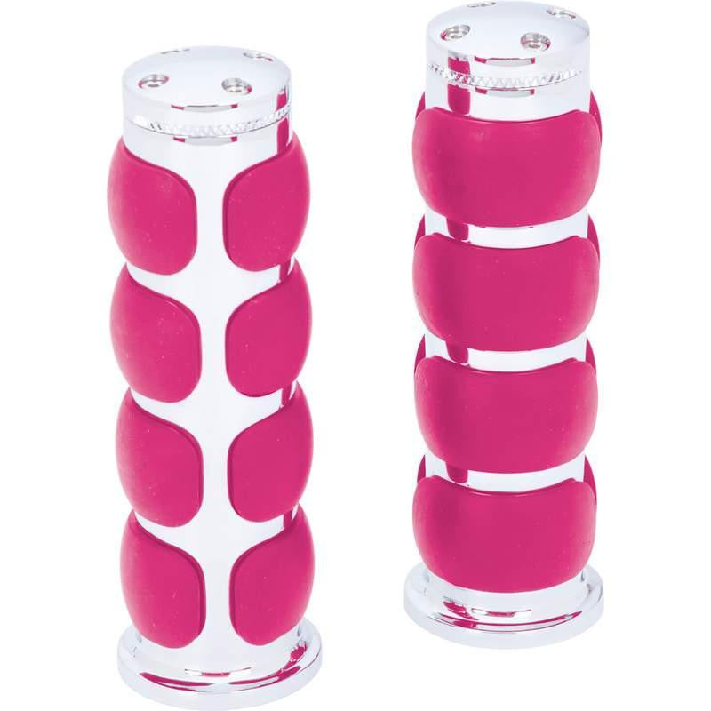 Diamond Plate 25mm Pink Universal Motorcycle Replacement Handlebar Grips