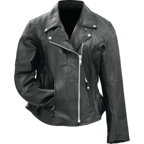 Rocky Mountain Hides Ladies&rsquo; Solid Genuine Buffalo Leather Motorcycle Jacket- 3x