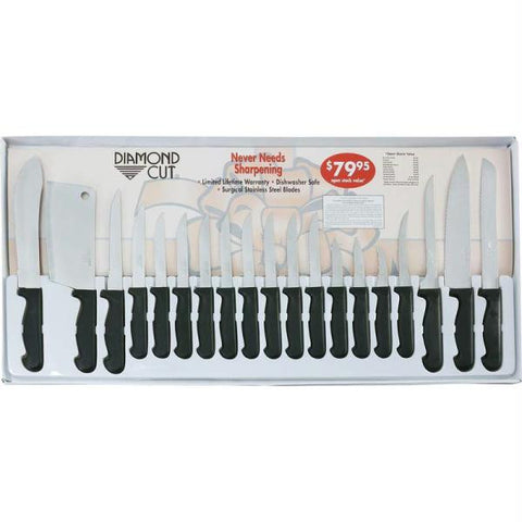 Diamond Cut 19pc Cutlery Set In White-red Bow Box