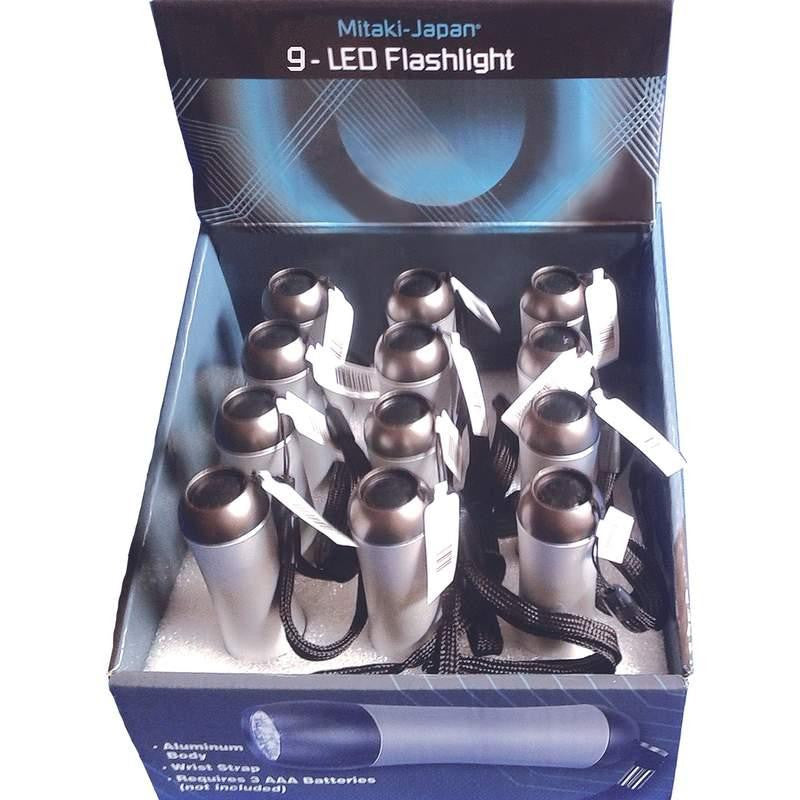 Mitaki-japan 12pc 9-bulb Led Flashlights In Countertop Display- Bulb Led Flashlight Dsp