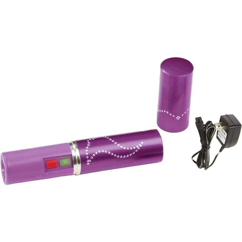 Mitaki-japan 300,000v Purple Lipstick-style Rechargeable Stun Gun And Flashlight