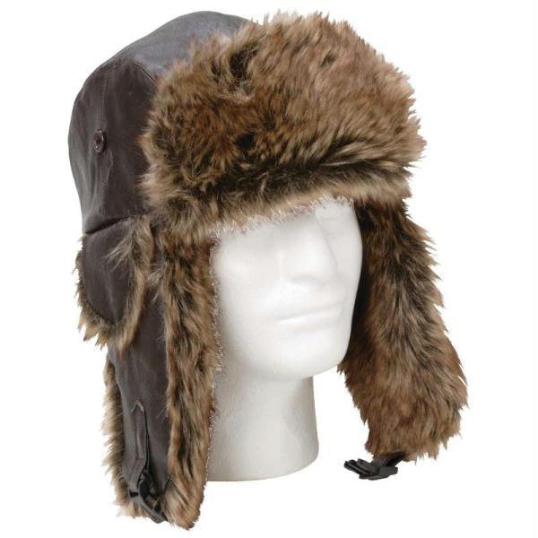 Giovanni Navarre Solid Genuine Leather Aviator-style Winter Hat