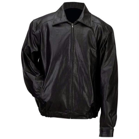 Gianni Collani Men&rsquo;s Solid Genuine Leather Bomber-style Jacket- M