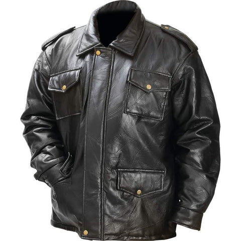 Giovanni Navarre Italian Stone Design Genuine Leather Field Jacket- L