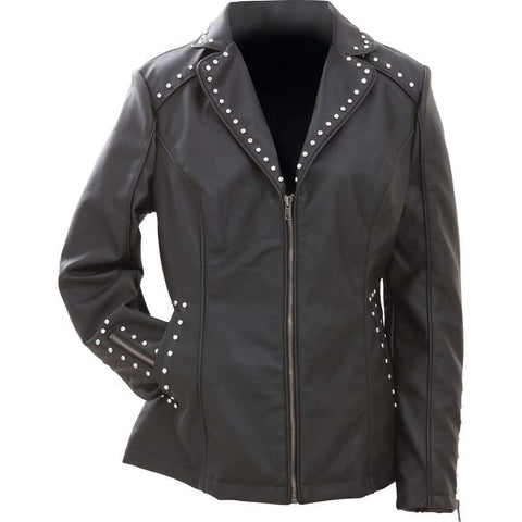 Giovanni Navarre Tailored Ladies Faux Leather Studded Jacket&nbsp;