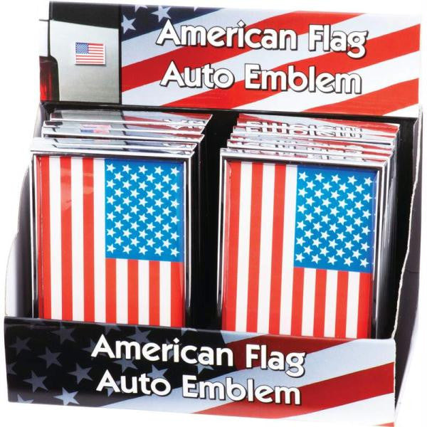 American Flag Auto Emblem - 12pcs In Countertop Display