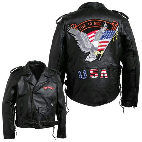 Diamond Plate Mens Hand-sewn Pebble Grain Genuine Buffalo Leather Jacket- 2x