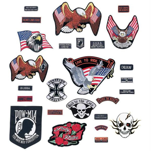 Live To Ride 26pc Embroidered Motorcycle Patch Set