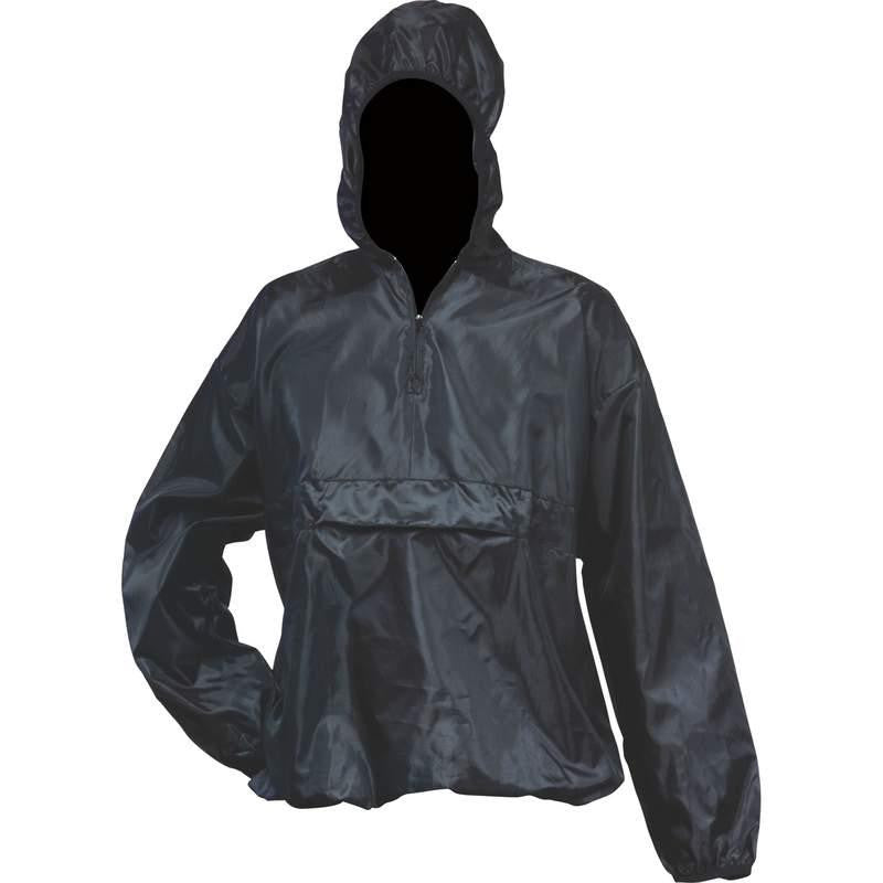 All-weather Pull-over Black Rain Jacket- Lg