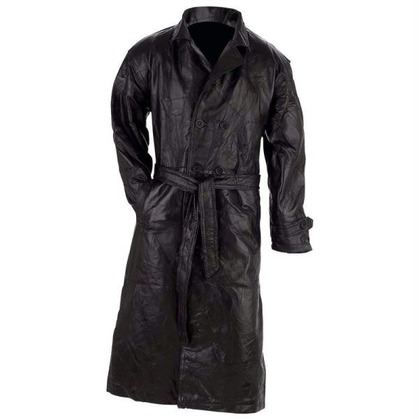 Giovanni Navarre Italian Stone Design Genuine Leather Trench Coat- L