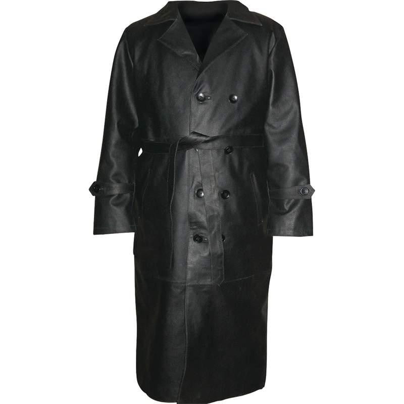 Rocky Mountain Hides Solid Genuine Buffalo Leather Trench Coat- L