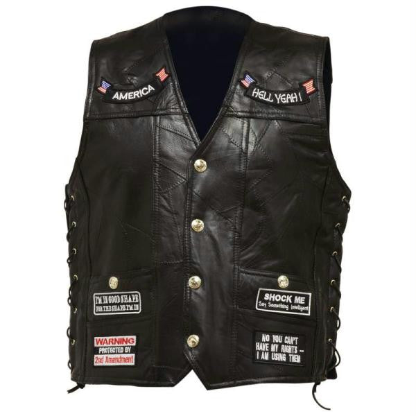 Diamond Plate Rock Design Genuine Buffalo Leather Vest- 2x