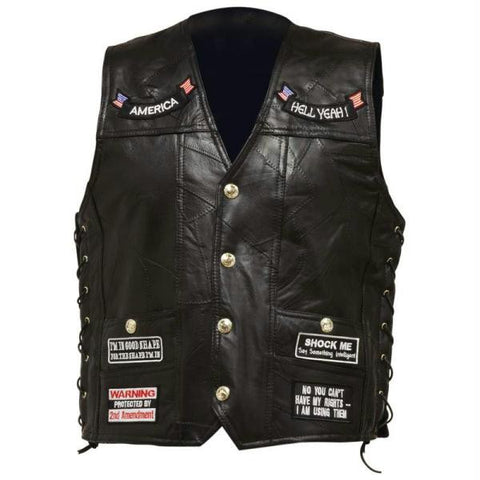 Diamond Plate Rock Design Genuine Buffalo Leather Vest- 2x