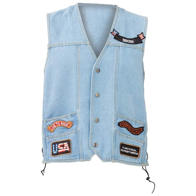 Diamond Plate Denim Vest With 14 Patches- 2x