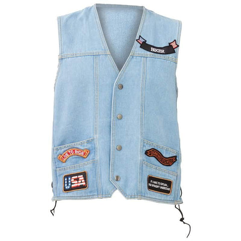 Diamond Plate Denim Vest With 14 Patches- 3x