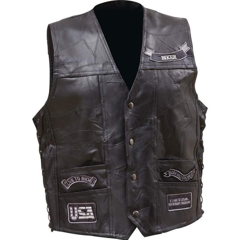 Diamond Plate Rock Design Genuine Buffalo Leather Vest- 2x