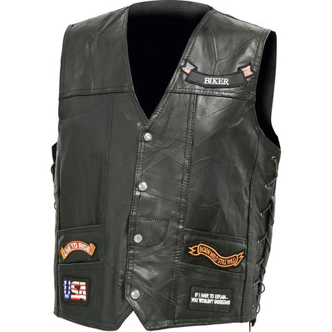 Diamond Plate Italian Stone Design Genuine Buffalo Leather Led Vest- 2x