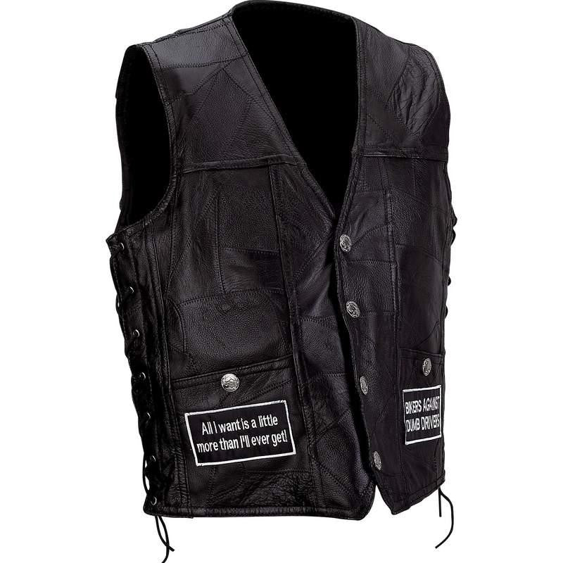 Diamond Plate Rock Design Genuine Buffalo Leather Concealed Carry Vest With Patches- L