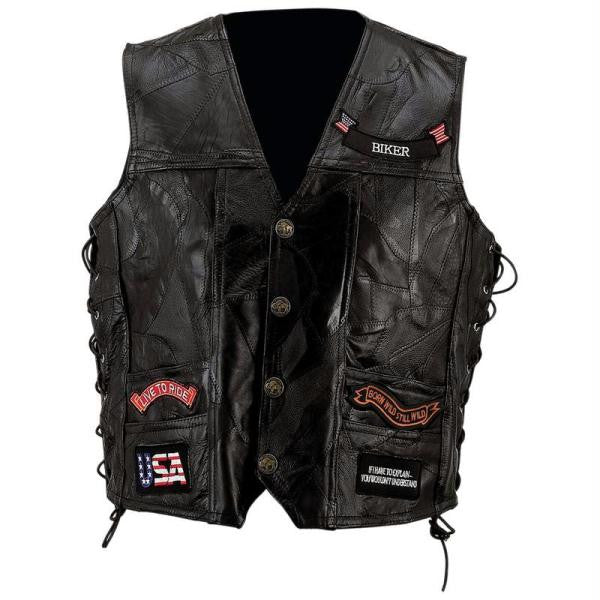 Diamond Plate Rock Design Genuine Buffalo Leather Vest- 2x