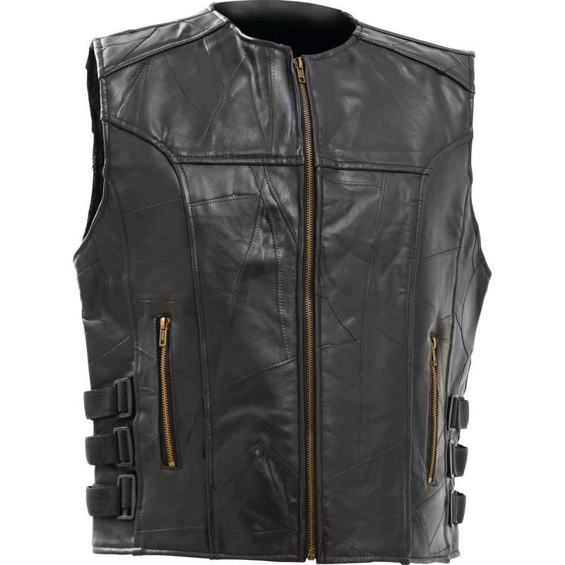 Diamond Plate Italian Stone Design Genuine Buffalo Leather Vest&nbsp;- L