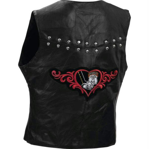 Diamond Plate Ladies Rock Design Genuine Lambskin Leather Vest- L