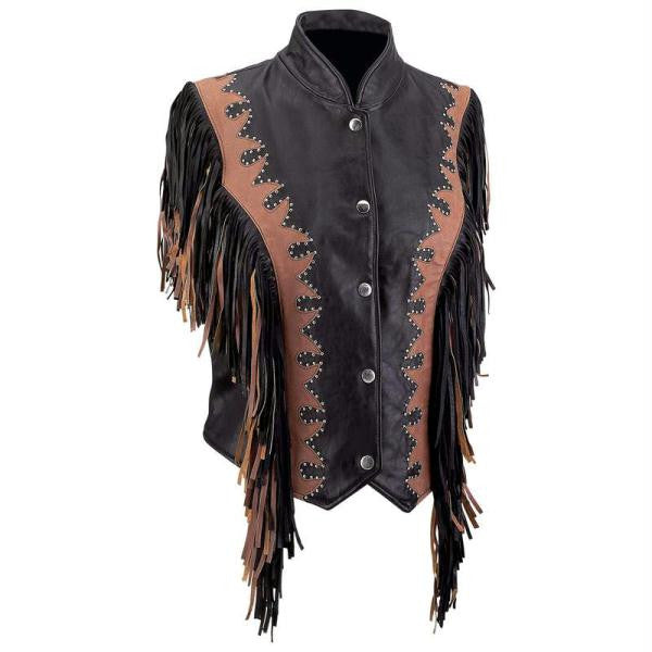 Diamond Plate Ladies&rsquo; Solid Genuine Leather Vest- 2x