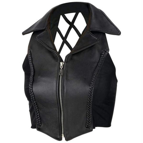 Diamond Plate Ladies Solid Genuine Leather Vest- 2x