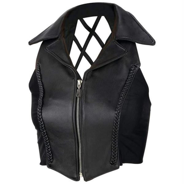 Diamond Plate Ladies Solid Genuine Leather Vest- M