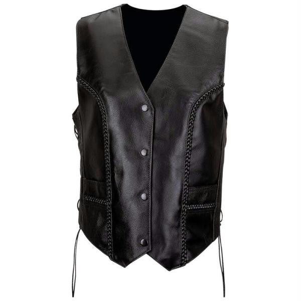 Diamond Plate Ladies&rsquo; Solid Genuine Leather Vest- 2x