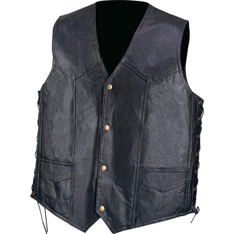 Diamond Plate Hand-sewn Pebble Grain Genuine Leather Vest- 3x