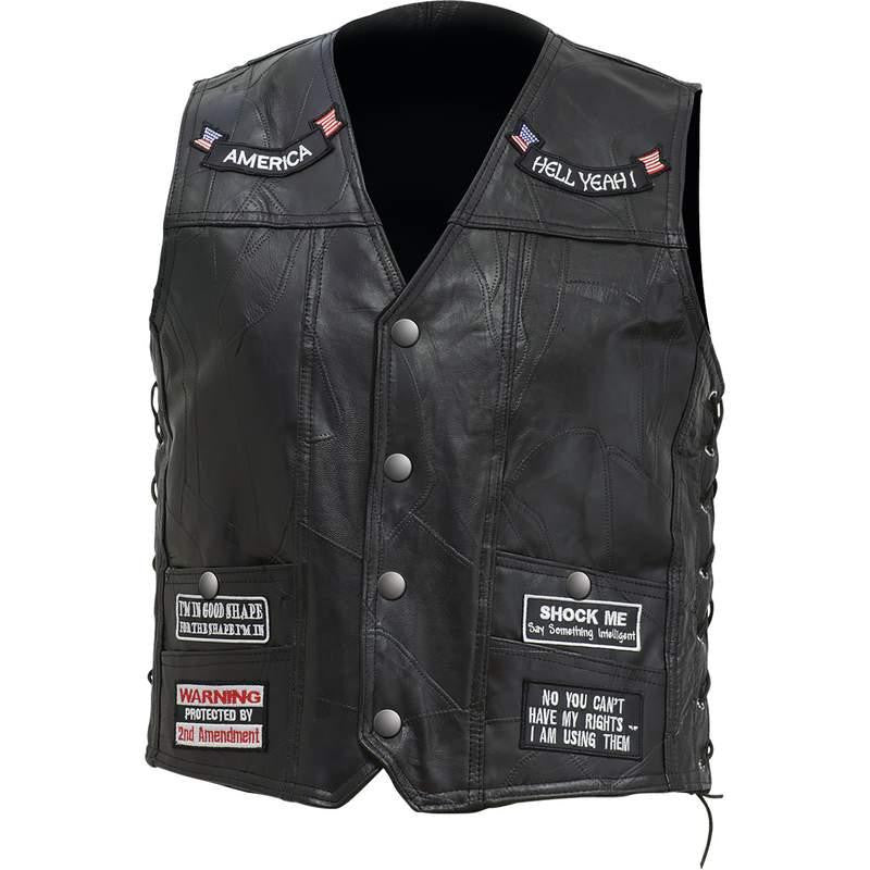 Diamond Plate Rock Design Genuine Buffalo Leather Rebel Vest