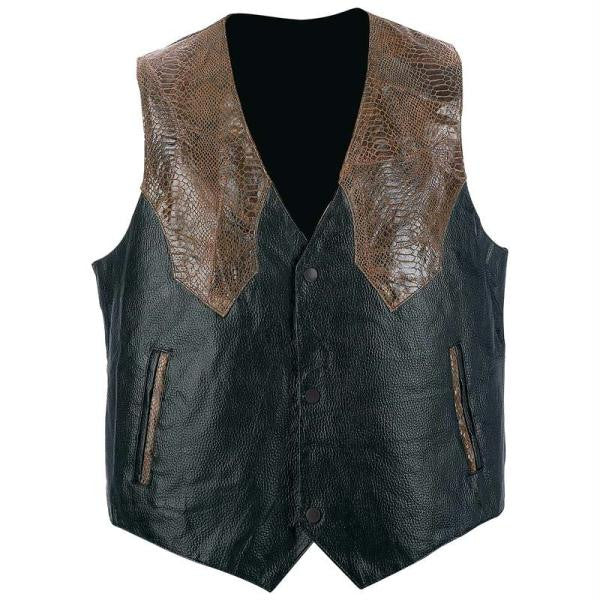 Giovanni Navarre Hand-sewn Pebble Grain Genuine Leather Western-style Vest- 2x