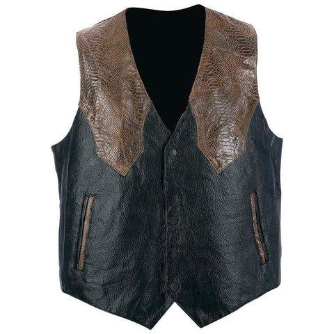 Giovanni Navarre Hand-sewn Pebble Grain Genuine Leather Western-style Vest- 3x