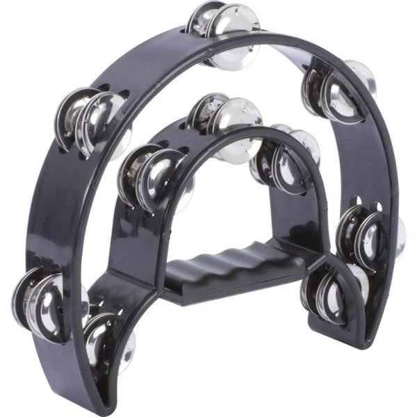 Maxam Black Double Cutaway Tambourine- Away Tambourine