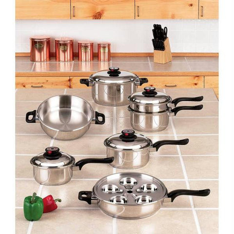 Worlds Finest 7-ply Steam Control 17pc T304 Stainless Steel Cookware Set