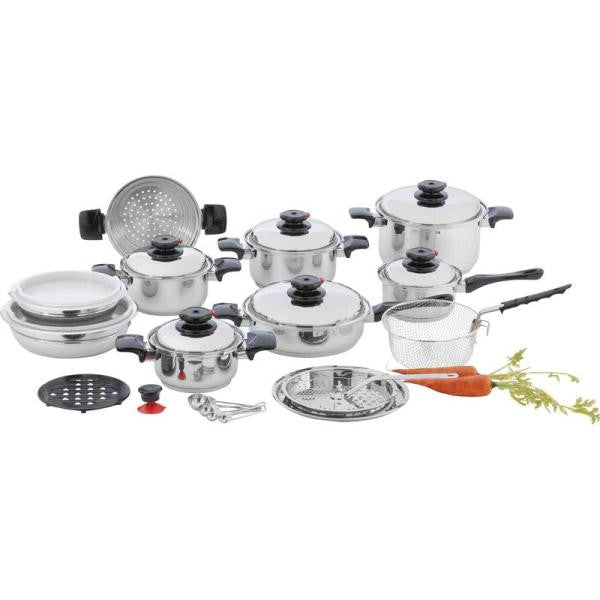 Chefs Secret 28pc 12-element T304 Stainless Steel "waterless" Cookware- 12 Elem Ss Cookware Set