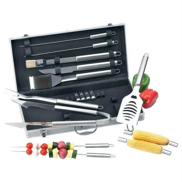 Chefmaster 19pc All Stainless Steel Barbeque Tool Set- Pc Stnlss Stl Bbq Set