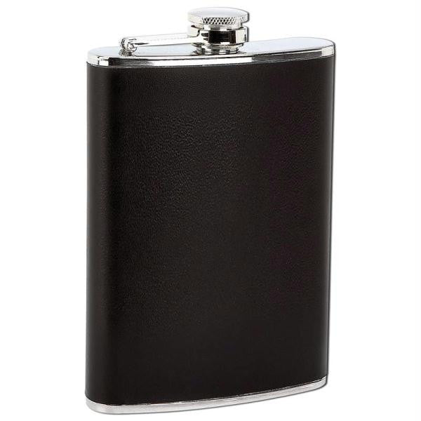 Maxam 8oz Stainless Steel Flask With Black Wrap