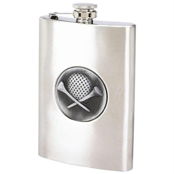 Maxam 8oz Stainless Steel Flask With Golf Emblem