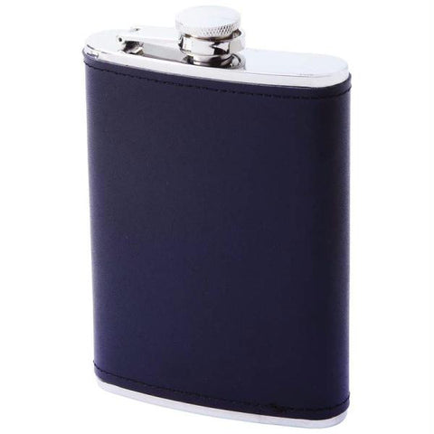 Maxam 8oz Stainless Steel Flask With Solid Genuine Leather Wrap