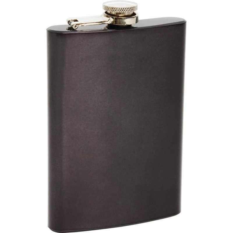 Maxam 8oz Graphite Black Colored Stainless Steel Flask- Graphite Blk