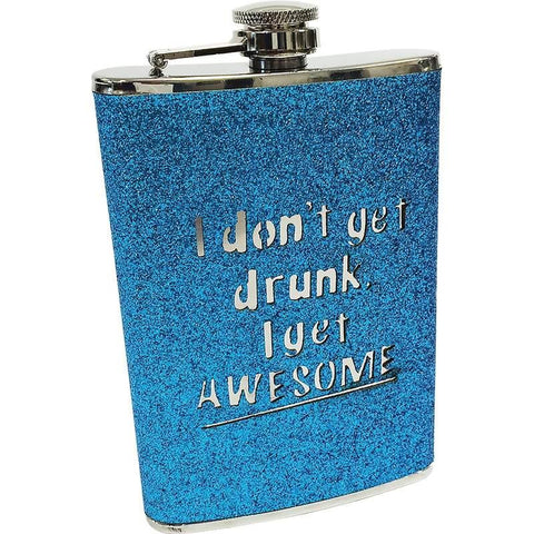 Maxam 8oz Stainless Steel Flask With Blue Sparkled Wrap